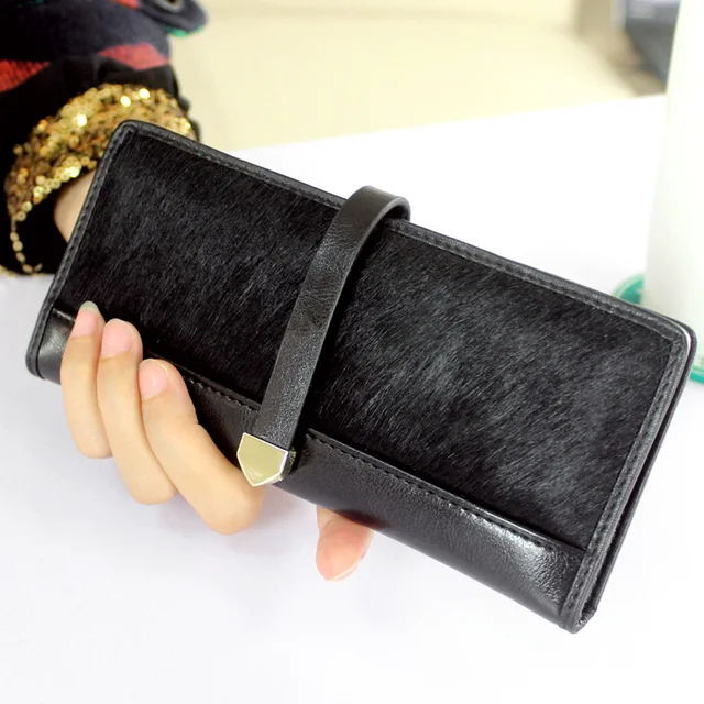 Cow Leather Women Wallets Fashion Horse Hair Long Purses And Cow Leather Women Wallets Fashion Horse Hair Long Purses And Handbags Leopard Coin Purse 2018 Clutch