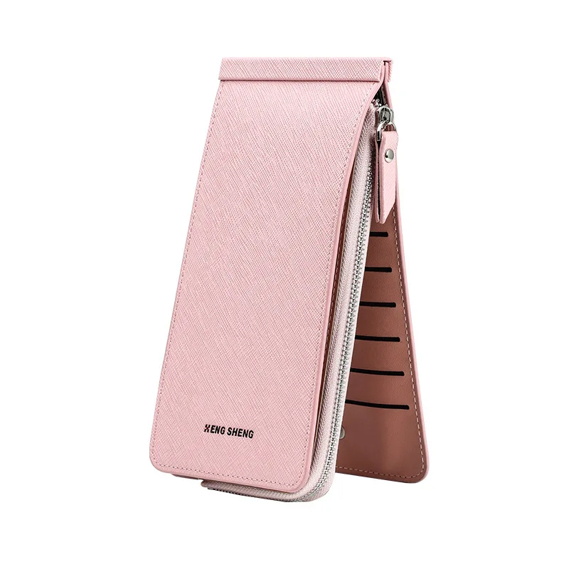 Women Ladies Long PU Leather Wallets Zipper Coin Purse Mobile Phone Wallet Cluth Bag Plastic ...