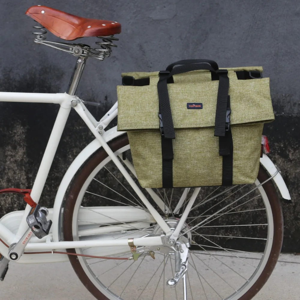 Tourbon Vintage Bike Pannier Rear Rack Bag Outdoor Shoulder Bags Motorcycle Carrier Storage Bags Waterproof for City Commuting