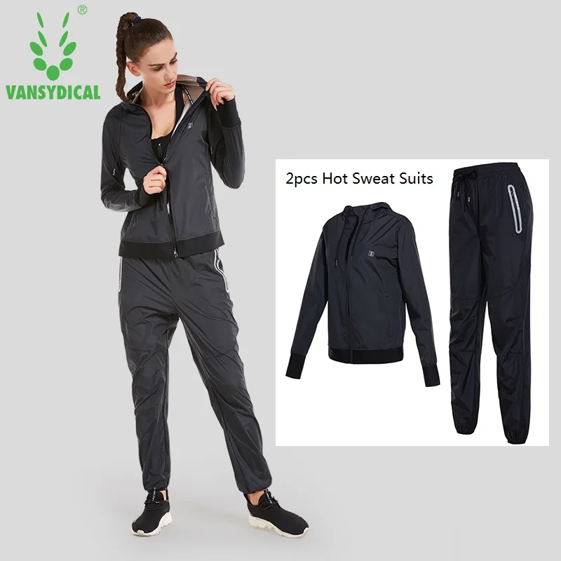 

Vansydical Hot Sweat Hoodies+Pants Sports Sets Women 2 pcs Fitness Gym Suits Sweating Running Sets Windproof Outdoor Sportswear