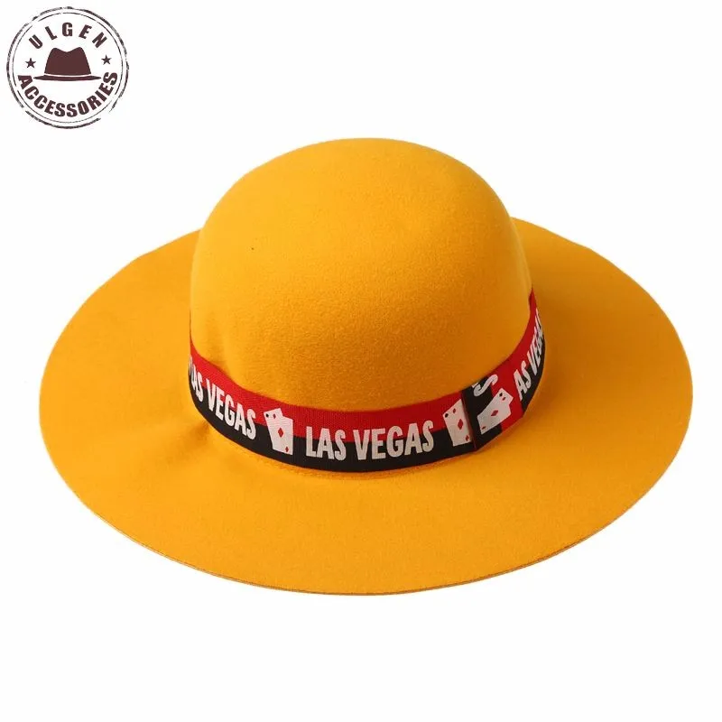 Модная зимняя фетровая шляпа в стиле Лас-Вегаса для женщин с широкими большими полями, Женская шерстяная фетровая шляпа
