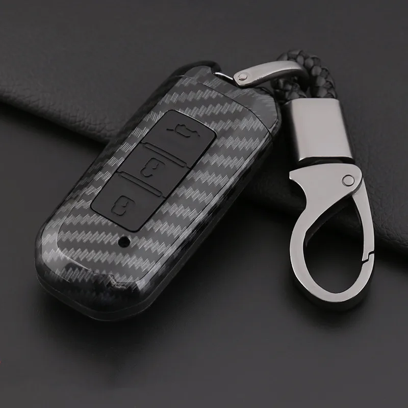 Key Case Remote Fob Shell Keychain Protector Holder for Wuling Hongguang S Baojun 730 510 560 Car Key Cover car accessories - Название цвета: Carbon Fibre Black