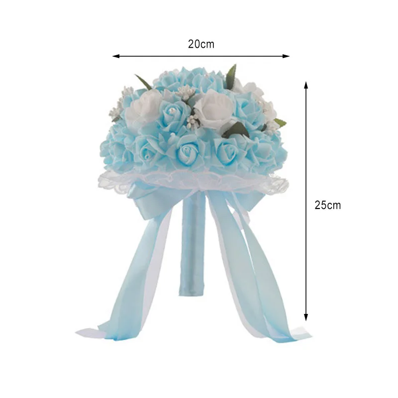 

Bride Bouquets Artificial Wedding Flower Roses Bride Holding Bouquet Lace Ribbon Decor Hot Sale