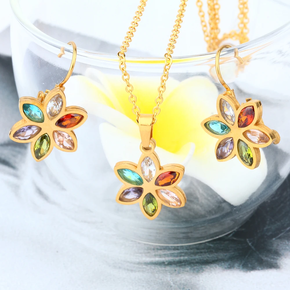 XUANHUA Stainless Steel Wedding Jewelry Sets For Women Necklace Earrings Set Summer Fashion jewellery Accessories 3