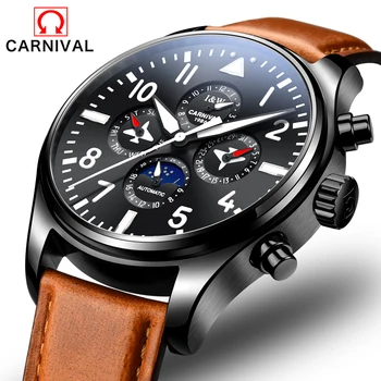 

2018 CARNIVAL Piolt Automatic Mechanical Men Watche Topbrand Luxury Montre Luminous Waterproof Sport Fashion relogio masculino