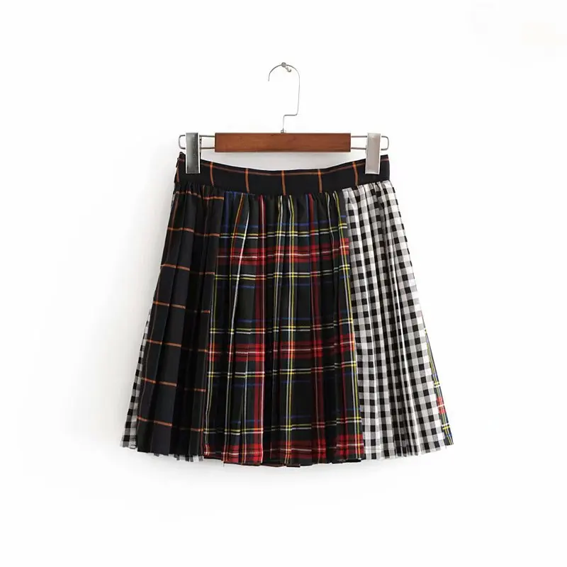 

Women skirt plaid short skirt pleated women's skirt zipper sexy skirt zaraing vadiming sheining women