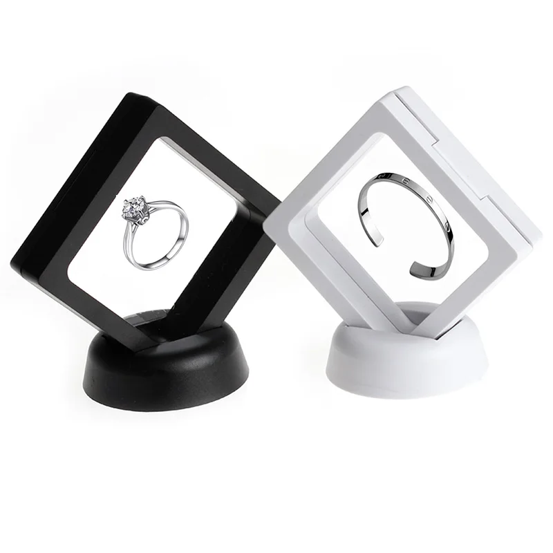 

Black white Suspended Floating Display Case Jewellery Coins Gems Artefacts Stand Holder Box