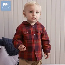 DB1327 dave bella/Осенняя теплая рубашка с капюшоном для маленьких мальчиков хлопковые пальто для мальчиков эксклюзивные Детские рубашки Детский Топ высокого качества