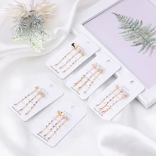 Металлические шпильки геометрической формы сердечком и бантиком в подражание жемчужина волос заколки для волос аксессуары для женские модные Кристаллы звезда заколка для волос