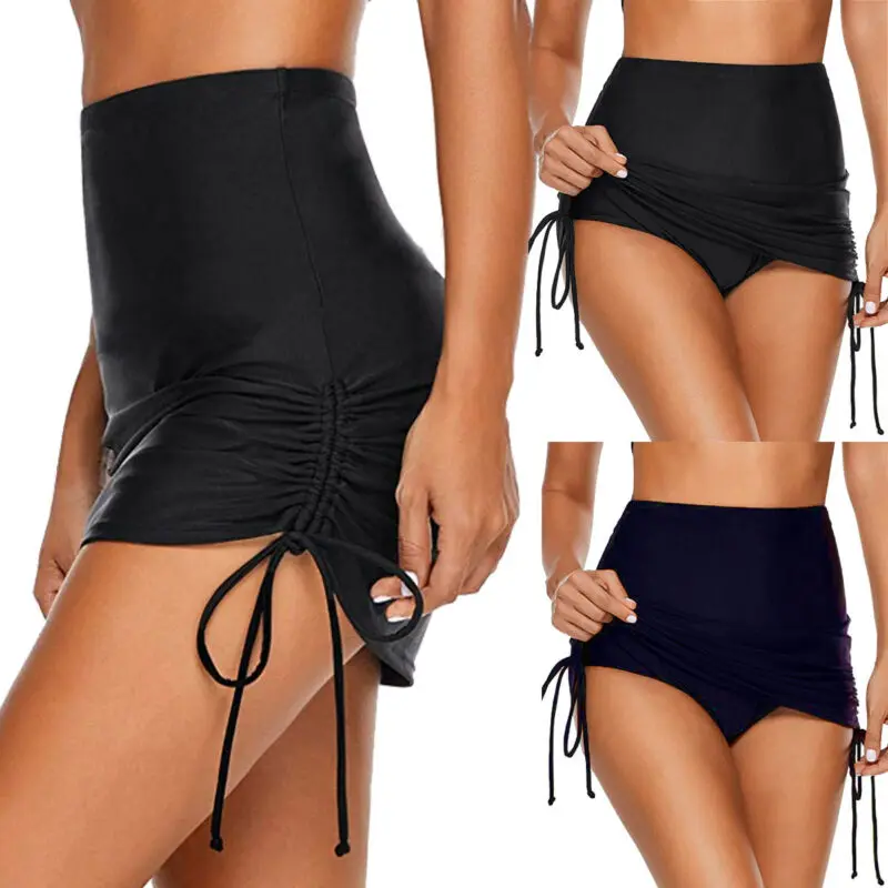 

2019 Solid New Swimming trunks Women ladies Sexy Fancy summer High waist bandage Stretch Bikini bottoms Skirts Bathing swimwear