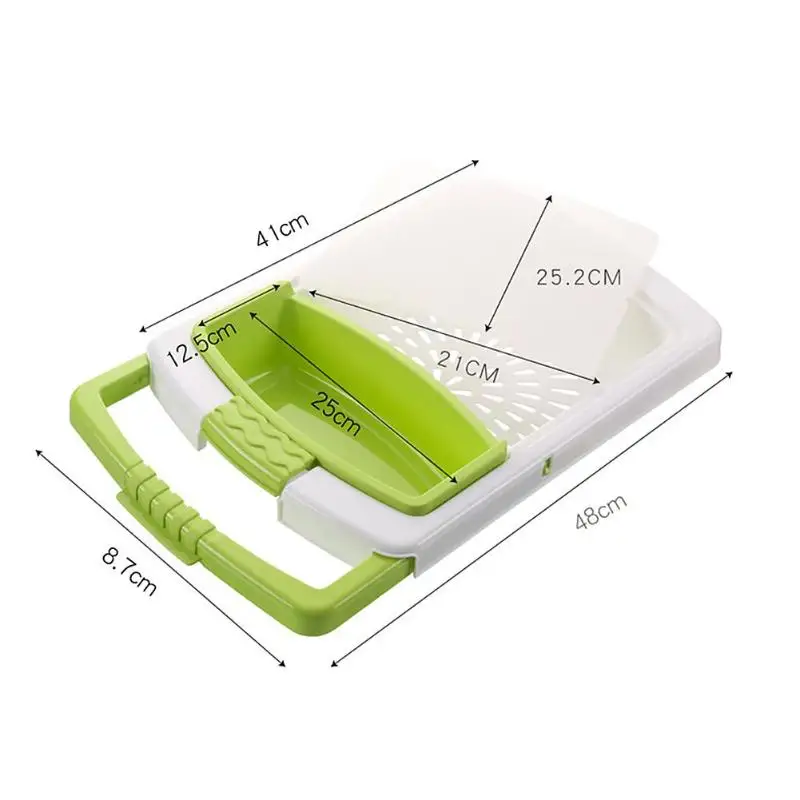 Телескопическая пластиковая дренажная разделочная доска, кухонный разделочный блок, нескользящая разделочная доска с корзиной для хранения, кухонные инструменты