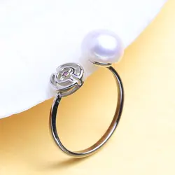 Минта из Натуральной пресноводного жемчуга, кольца кольцо из стерлингового серебра 925 милый красный камней Рубин вечерние кольца подарок
