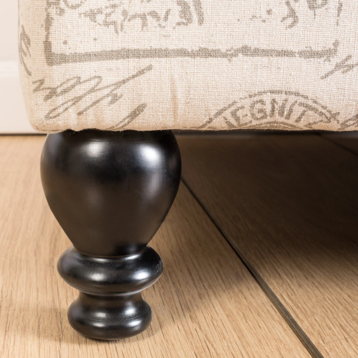 Cerise Fabric Storage Ottoman Bench with French Script (5)