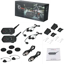 Newest 2 pcs E6 Helmet Intercom 6 Riders 1300M Motorcycle Bluetooth 3 0 Intercom Headset Walkie