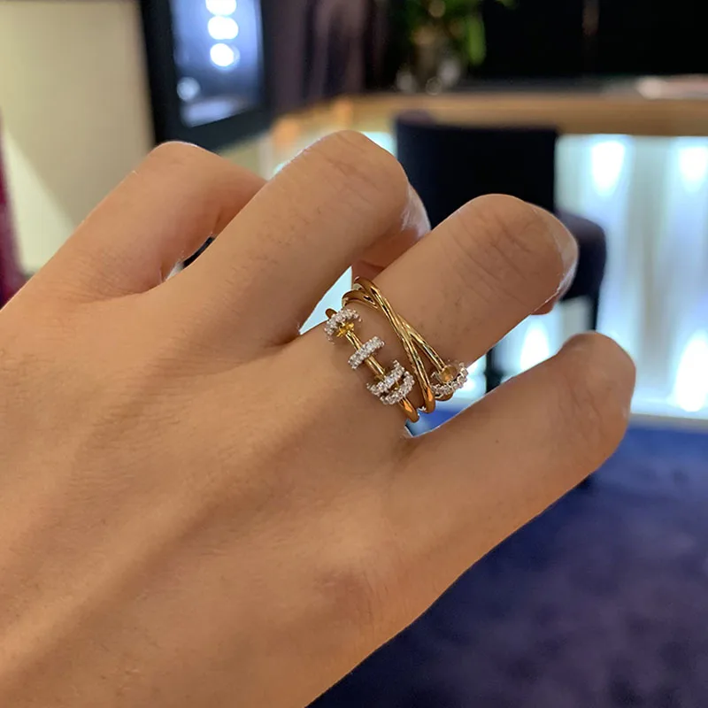SLJELY Настоящее серебро 925 пробы желтое золото цвет тройные круги кольцо на палец с