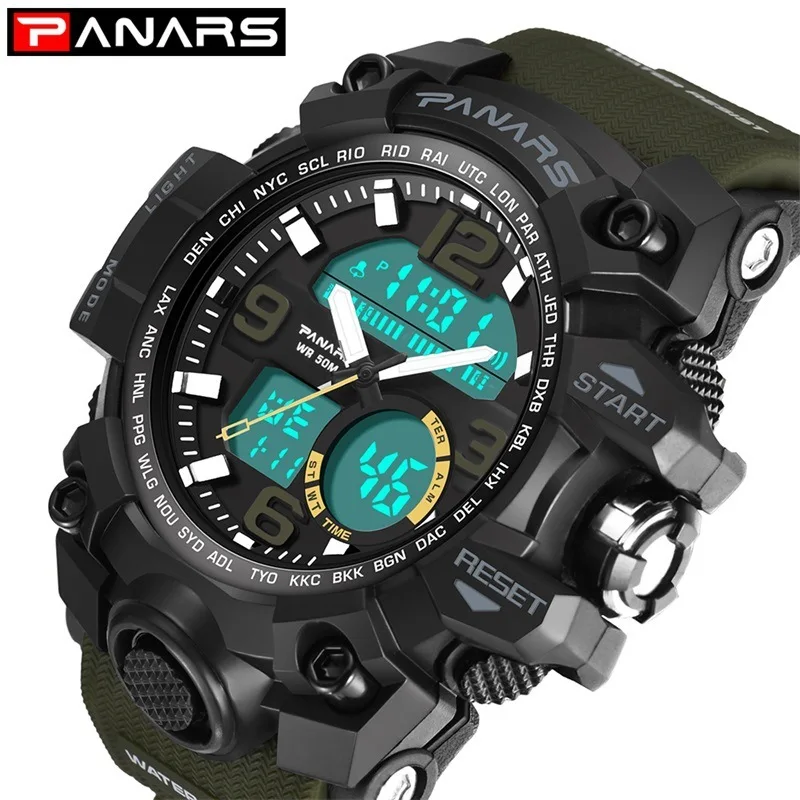

Men's Fashionable Multi-Functional Student Electronic Watch Outdoor Sports Dual-Display Waterproof Digital Watch Luminous Watch