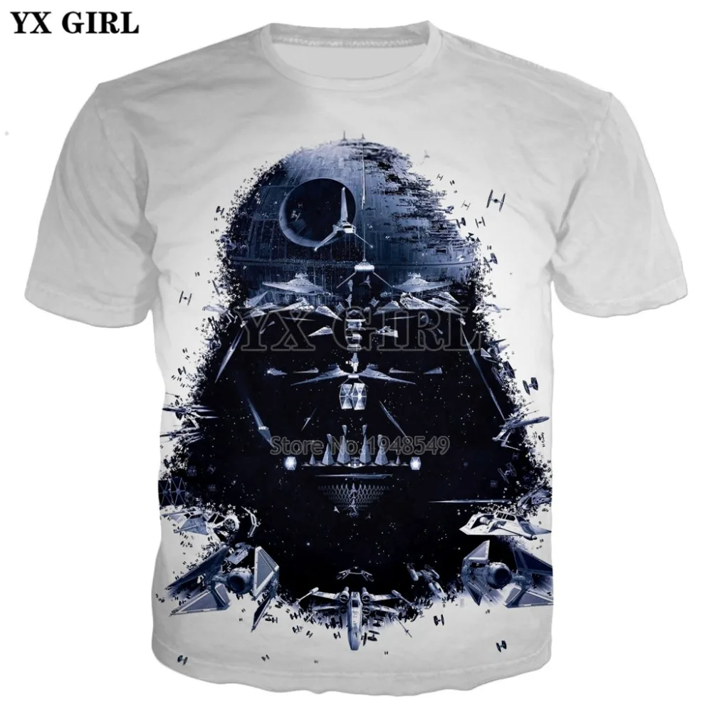 YX GIRL дропшиппинг лето стиль брендовая футболка фильм Звездные войны Дарт Вейдер принт 3d Мужчины/wo Мужчины повседневные футболки