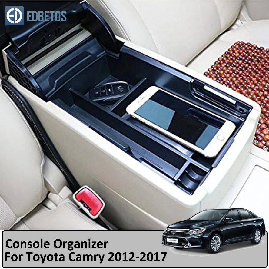 Автомобильный подсветки перчаточного ящика Органайзер подлокотник вторичного хранения центральной консоли лоток для Toyota Camry 2012 2013