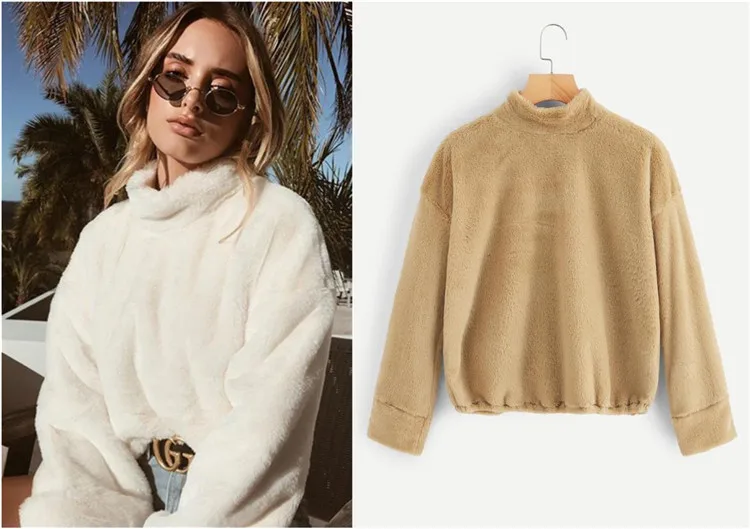

2019 New Fashion women winter rabbit hair-like plush casual coat