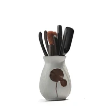 Япония Стиль черные Чай аксессуары 6 шт./компл. Чай инструменты для Чай церемонии Винтаж Чай набор кунг фу чайный сервиз Чай ложка