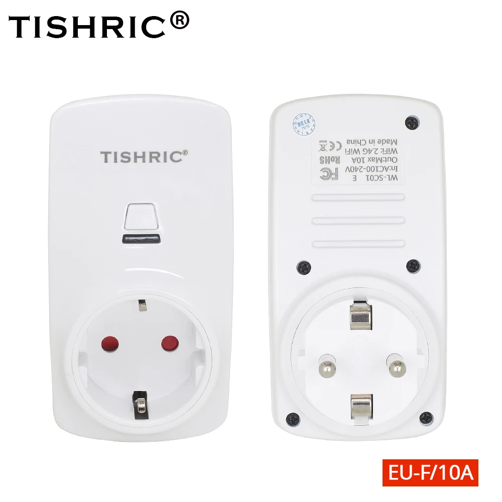 TISHRIC T30 умная вилка Wi-Fi ЕС/AU/FR/UK/US Евро адаптер 10A 220 V дистанционного Управление с Google дома Alexa Smart/WI-FI розетка - Цвет: EU-F Plug