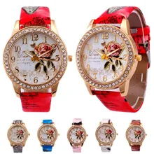 New Fashion Chinese Style Peony Pattern Watch Digital Quartz Casual Leather Clock Women Dress Wristwatch wholesale Free shipping