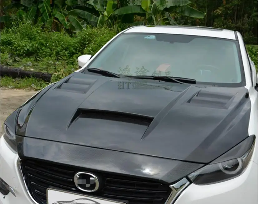 Для Mazda 3 Axela ABS/углеродное волокно, автомобильный передний бампер, капоты двигателя, крышка для Mazda 3 Axela Sedan