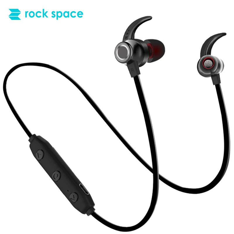 ROCKSPACE Игровые наушники Bluetooth 5,0 с шейным ремешком, наушники-вкладыши, аудио с микрофоном, гарнитура с насыщенными басами для спорта, наушники - Цвет: Black color