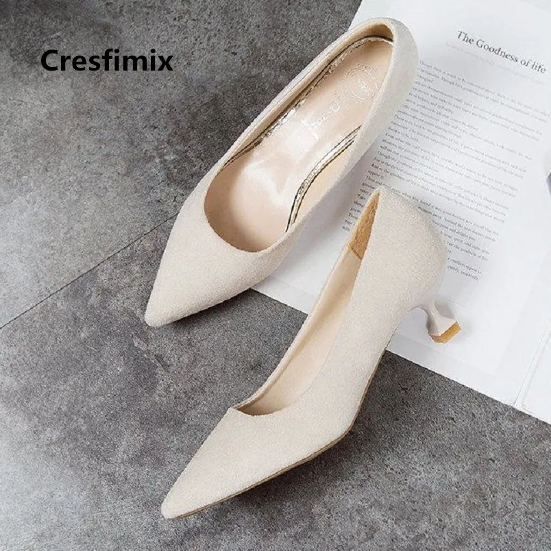 Cresfimix women fashion street high heel shoes lady spring & summer comfortable slip on high heel pumps pointed toe shoes c2375