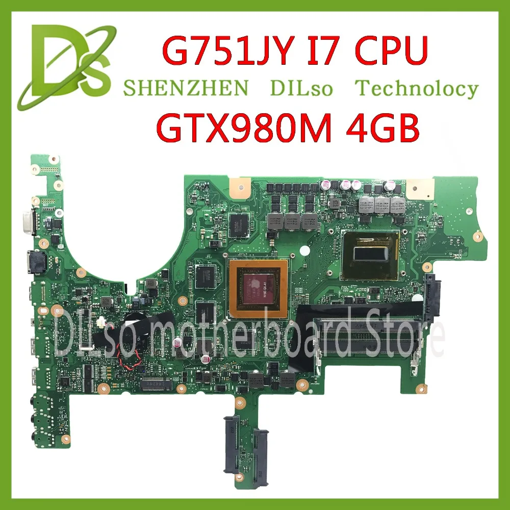 KEFU G751 اللوحة الأم ل ASUS G751J G751JY G751JT G751JM laptop mainboard مع I7-4720/I7-4750 CPU GTX980M 4 GB اللوحة اختبار
