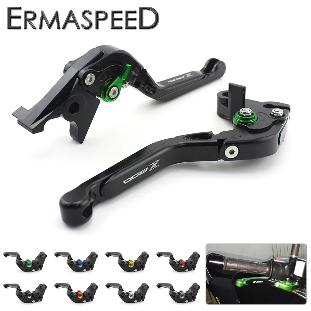 CNC Aluminum Motorcycle Accessories Folding Extendable Brake Clutch Levers Green Black Gold Red Orange Silver for KAWASAKI Z800
