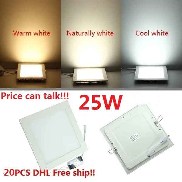 

DHL free Shipping LED Panel Lighting Lamp 25W AC85-265V LED Panel Ceiling Light Warm White/Natural White/Cold White indoor light