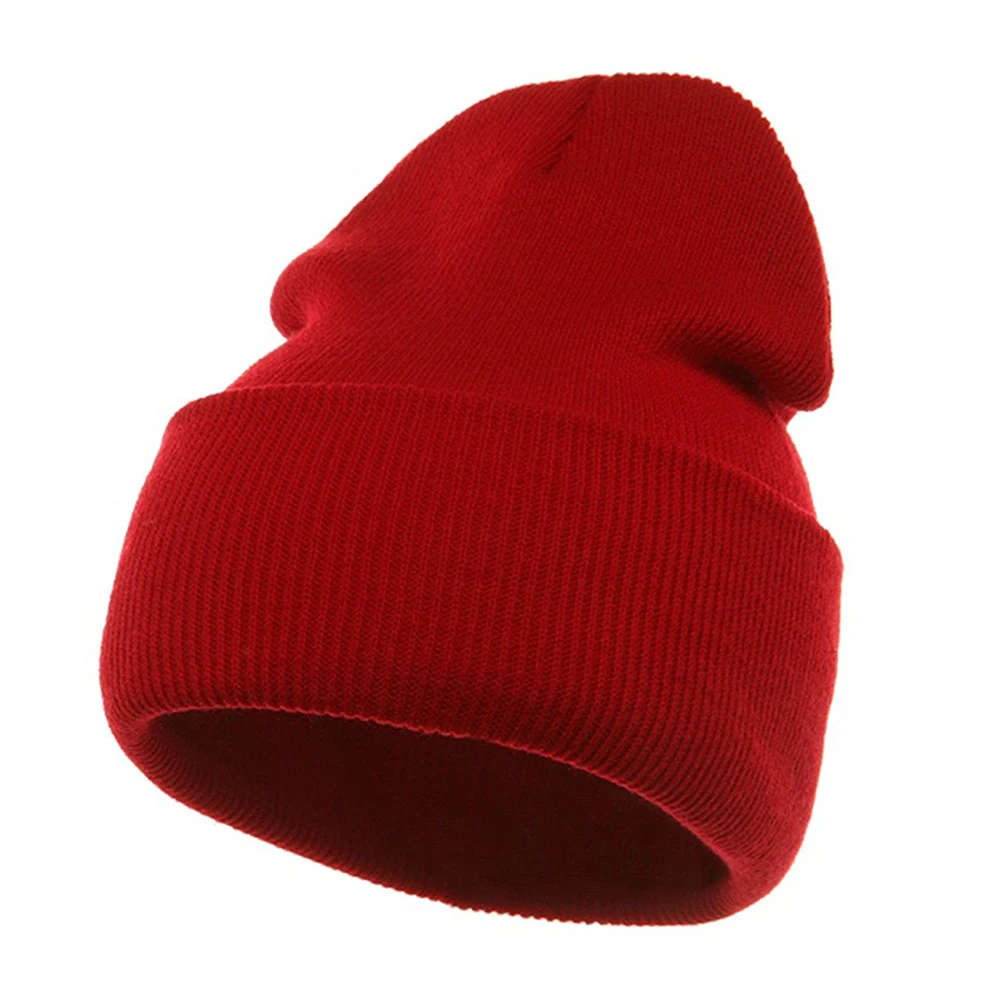 Горячие Длинная вязаная шапка шерстяная теплая шляпа, красный