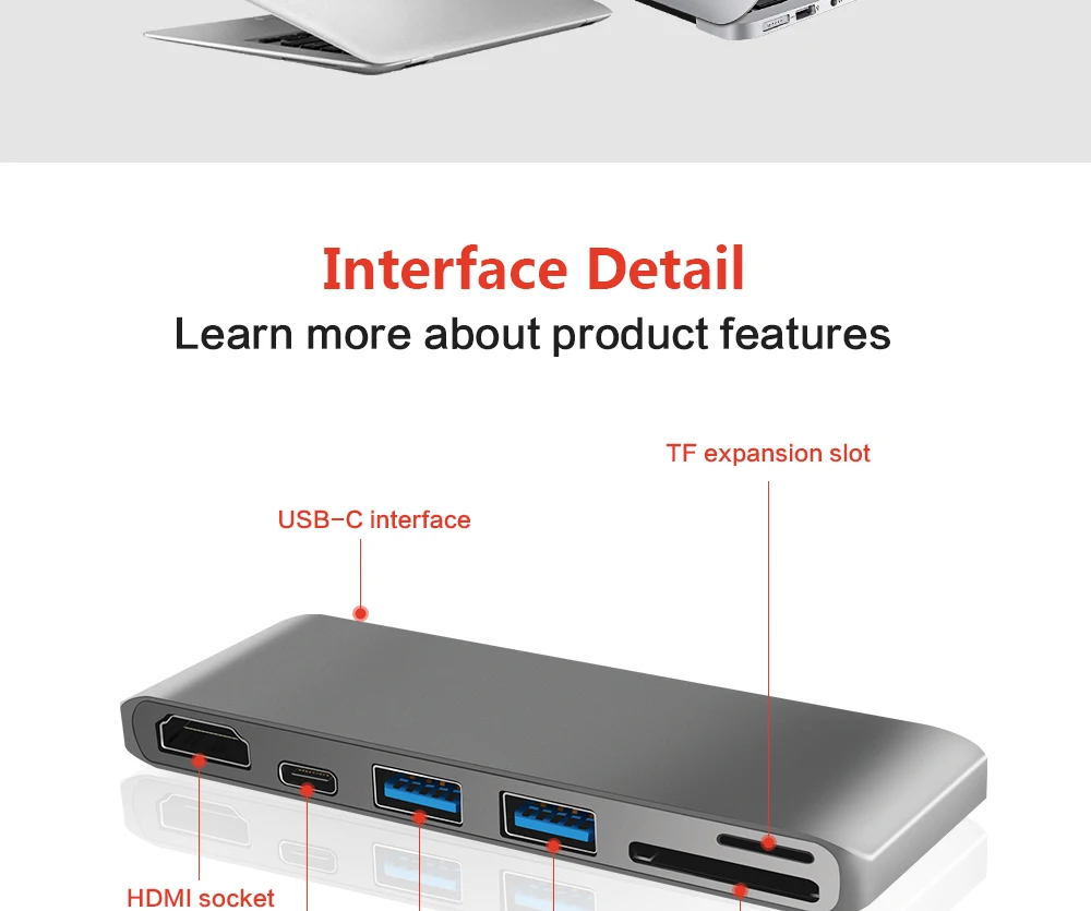 Тип-c концентратора двойной разъем USB-C конвертер кард-ридер супер Скорость HDMI 4 K выход USB 3,0 концентратор для Apple компьютер