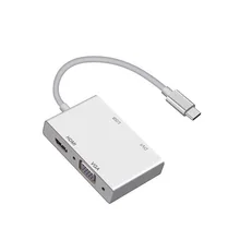 Promotion new 4 in 1 USB 3.1 USB C Type C to HDMI VGA DVI USB 3.0 Adapter Cable for Laptop Apple Macbook Google Chromebook Pixel