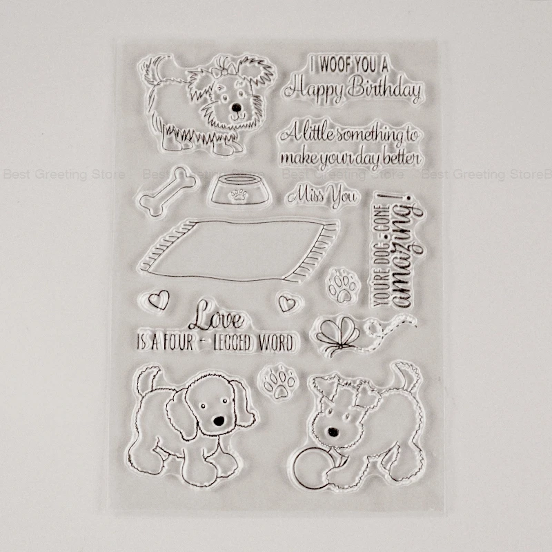 

Cute Dog Stamps Birthday Scrapbooking Stamps Card Making Papercraft