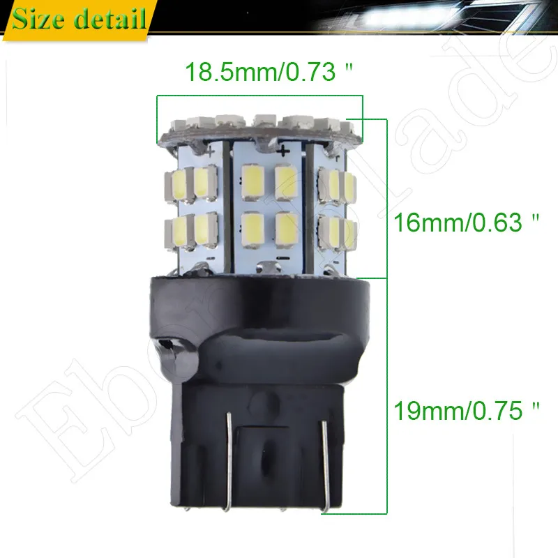 2X T20 7443 W21/5 Вт W21 5 ватт машинные led светильник 1206 50smd Авто автомобилей в машине voiture светодиодный стоп-сигнал поворота лампы 12В дневные ходовые огни белый