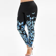 Rosegal, леггинсы размера плюс, 3D принт бабочки, высокая талия, обтягивающие, повседневные, длинные штаны, сексуальные женские леггинсы, большой размер, 5XL