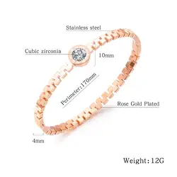 Новая мода Белый/розовое золото браслет из нержавеющей стали Форма Шестерни мозаика циркония Шарм Браслеты для женщин ювелирные изделия