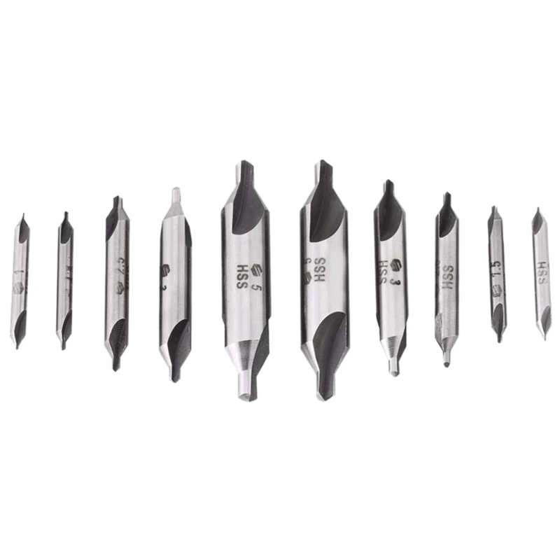 

10Pcs/Lot Combined Countersink Bits 60 Degree Center Drill Set Hss Metal Drilling Power Tools Lathe Milling Cutter Tool