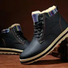 Зимние ботинки; классические мужские ботинки; удобная теплая хлопковая обувь из плотного бархата; Высокие Ботинки martin; размеры 39-44