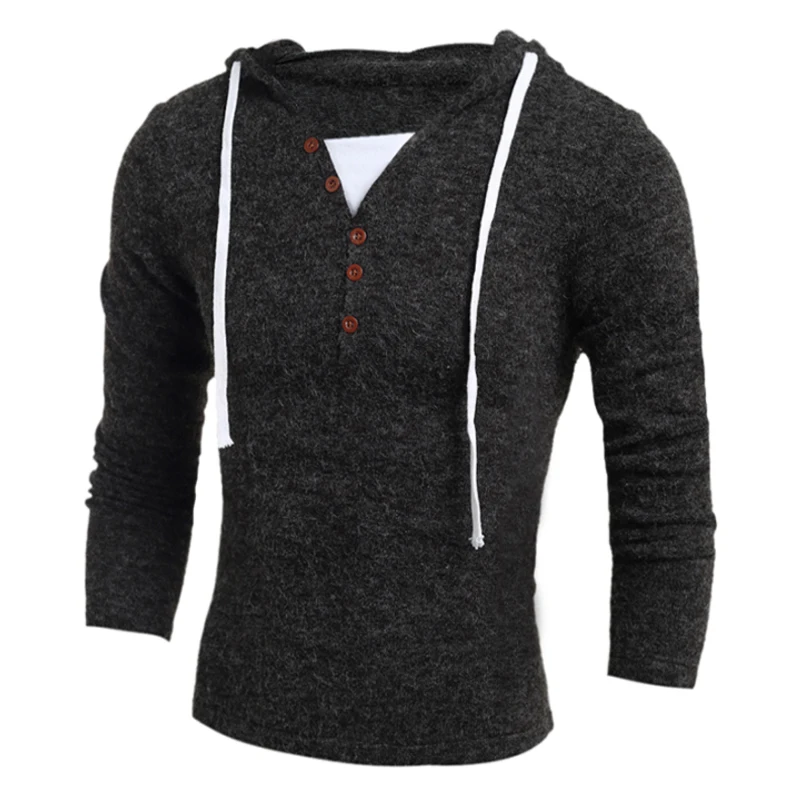 HaiFux Мужской пуловер мужской бренд повседневные тонкие свитера мужские однотонные накидка с капюшоном мужской свитер XXL