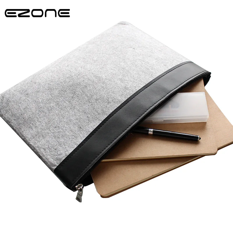 

EZONE 1PC A4 Felt Zipper File Folder Business Durable Briefcase Document Bag Paper File Folders Stationery School Office Supply