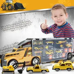21 в 1 игрушка ребенка строительство грузовик набор Diecasts Обучающие 1:24 транспорт автомобили Перевозчик Инжиниринг транспортных средств для
