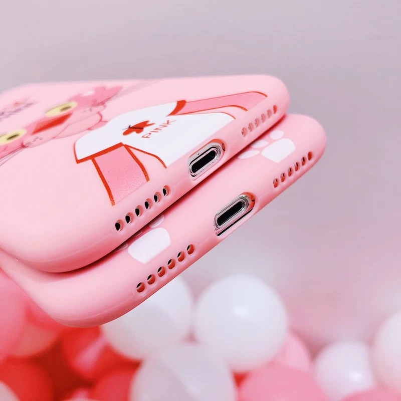 Розовая пантера узорчатый чехол для iPhone 6 6s 7 Plus чехол для выравнивания рельефа, скраб мягкий силиконовый защитный чехол для iPhone 5S, se 8 плюс X Капа