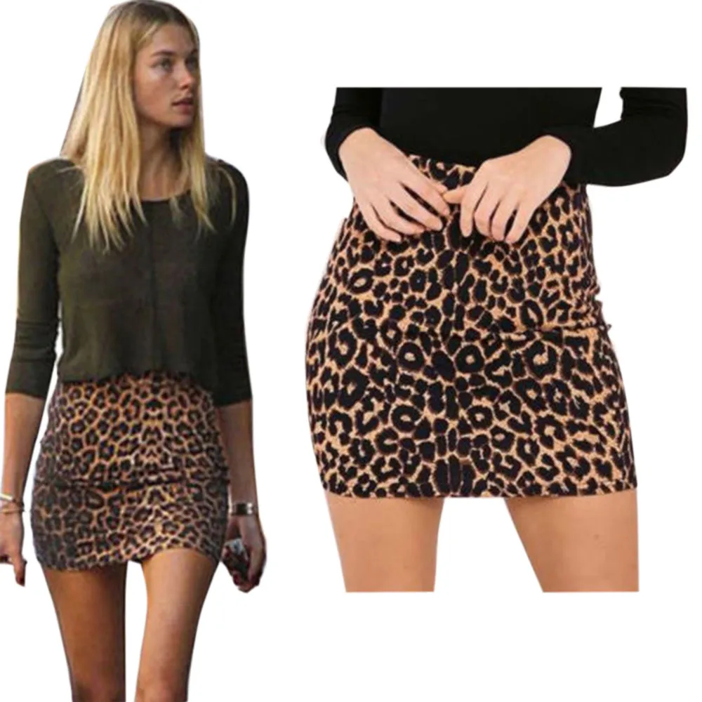 

Sexy Leopard Skirt Women High Waist Skirt Autumn Highstreet Fashion Lady Elegant Skirts Female Bodycon Short Skirt C25