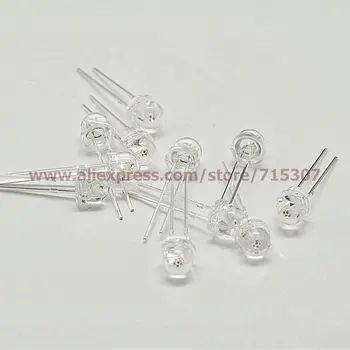 

PHISCALE 50pcs 4.8mm / 5mm red led round with helmet top transparent lens high brightness 2pins through hole