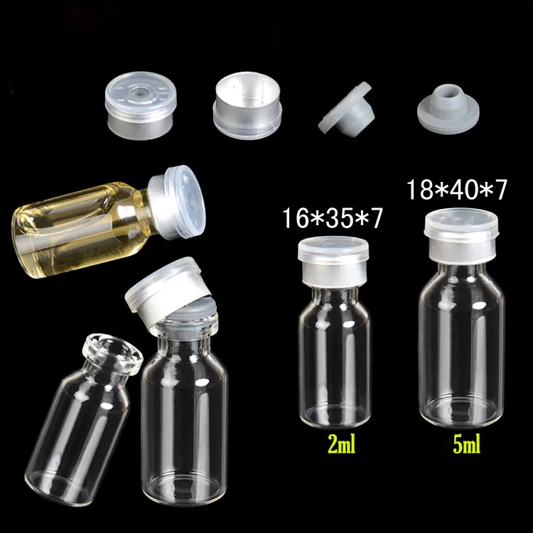 200 x 2ml/5ml Clear Penicillin Bottle With Rubber Stopper Aluminum