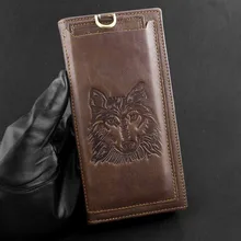 Мужской Двойной кошелек из натуральной кожи, винтажный Кошелек для монет, длинный держатель для карт Tw2