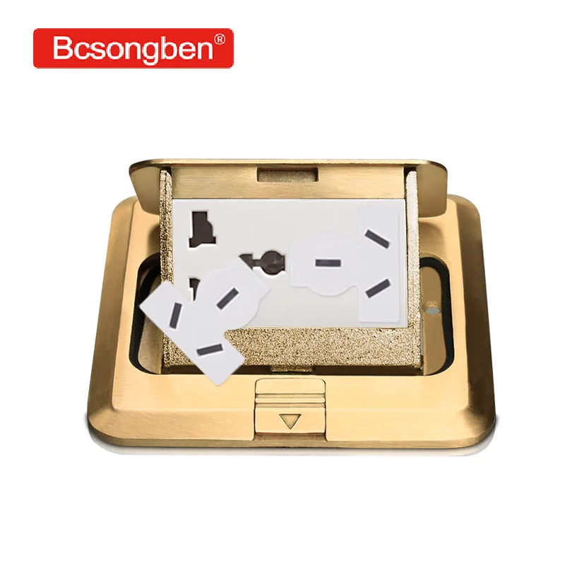 

Stainless steel panel universal standard slow-elastic floor multi-function six-hole hidden socket combination custom available
